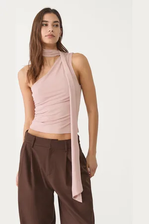 Stradivarius Asymetryczny tiulowy top z chustką