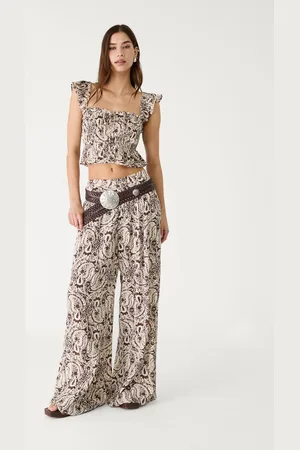 Stradivarius Luźny wzorzysty top z falbanami S