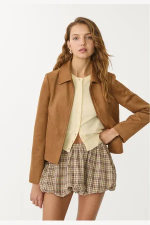 Stradivarius Spódnica mini balloon fit w kratkę
