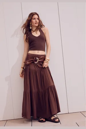 Stradivarius Spódnica maxi w stylu boho M
