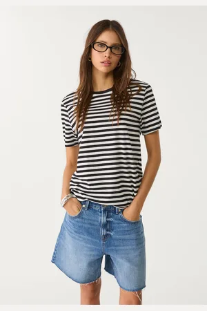 Stradivarius Koszulka basic regular fit w paski z