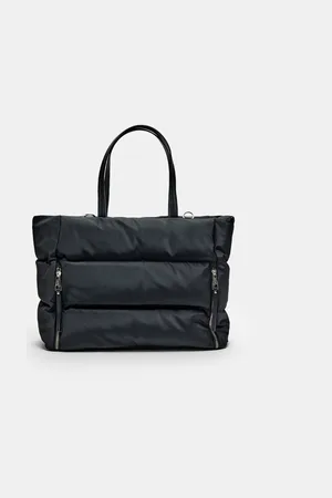 Stradivarius Materiałowa torba shopper z suwakami OS