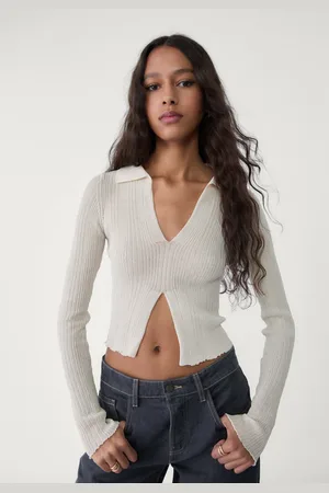 Stradivarius Sweter z kołnierzykiem polo i wycięciem