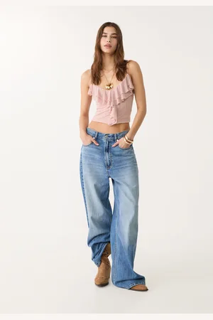 Stradivarius Tiulowy top z falbanami XS
