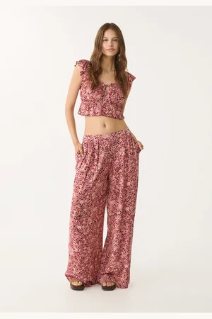 Stradivarius Luźny wzorzysty top z falbanami