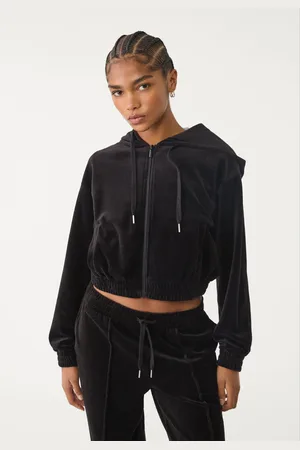 Stradivarius Aksamitna bluza z kapturem XS