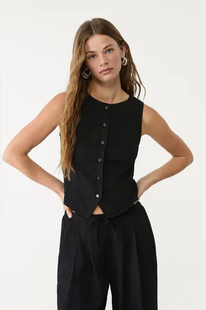 Stradivarius Top z guzikami o fakturze S