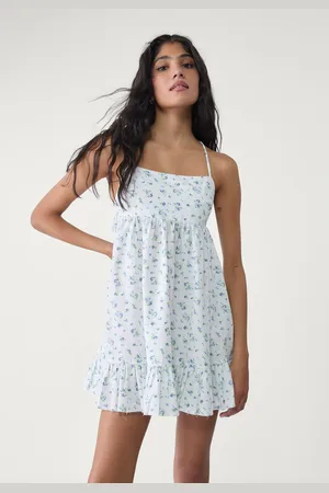 Stradivarius Krótka luźna sukienka z popeliny XS