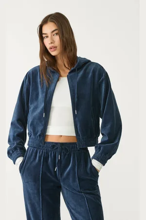 Stradivarius Aksamitna bluza z kapturem L