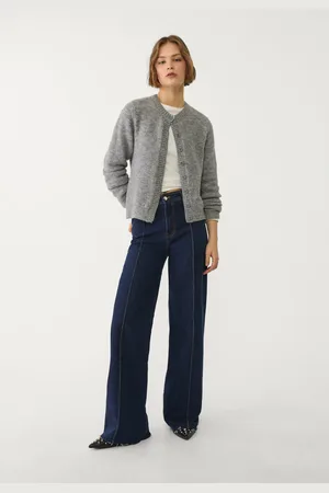 Stradivarius Minimalistyczne jeansy z przeszyciami 38