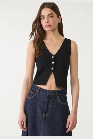 Stradivarius Dzianinowy top z guzikami XS