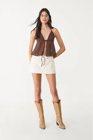 Stradivarius Luźny top z ażurowej dzianiny XL