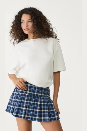 Stradivarius Plisowana spódnica mini w kratkę L