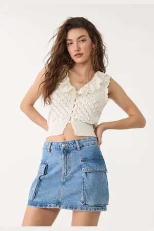 Stradivarius D66 Jeansowa spódnica mini cargo 36