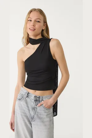 Stradivarius Asymetryczny tiulowy top z chustką M