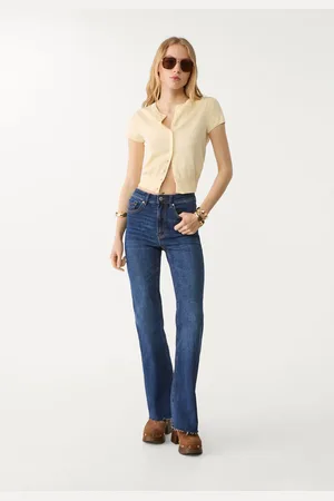 Stradivarius Rozszerzane jeansy z rozcięciami 32