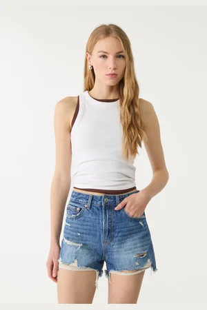 Stradivarius D75 Spodenki jeansowe z przetarciami