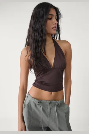 Stradivarius Marszczony top z dekoltem halter M