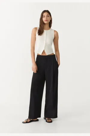 Stradivarius Eleganckie spodnie culotte z zakładkami M