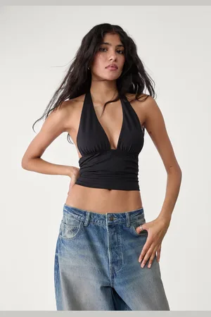 Stradivarius Marszczony top z dekoltem halter M