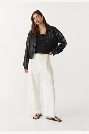 Stradivarius Eleganckie spodnie culotte z zakładkami L