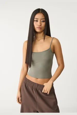 Stradivarius Bluzka na ramiączkach z poliamidu XL