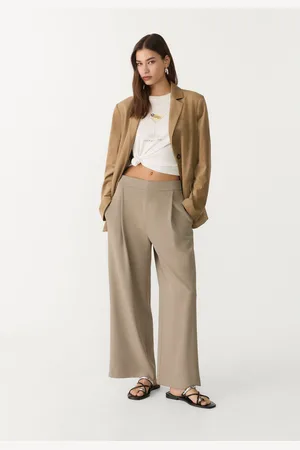 Stradivarius Eleganckie spodnie culotte z zakładkami S