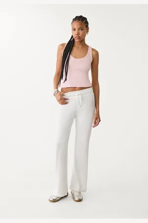 Stradivarius Top bokserka z dekoltem w serek Pastelowy