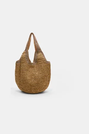 Stradivarius Błyszcząca torba shopper w stylu z rafii