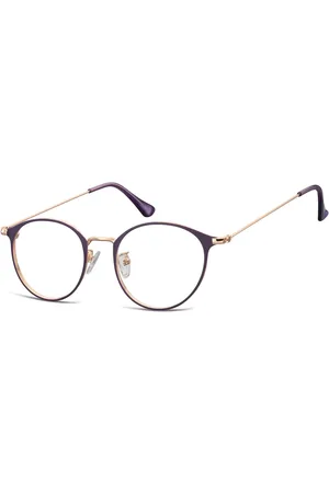 Sunoptic Okulary zerówki oprawki korekcyjne lenonki owalne 923B fioletowo-złote