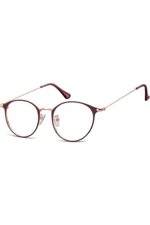 Sunoptic Okulary zerówki oprawki korekcyjne lenonki owalne 923 bordowo - złote