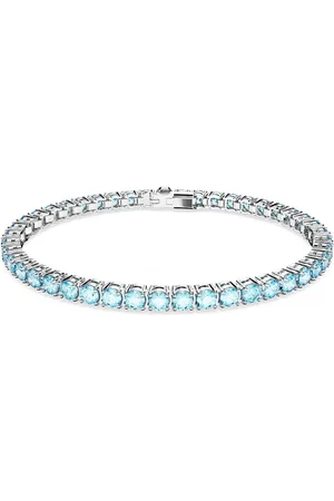 Swarovski Bransoletka Matrix Tennis, Szlif okrągły, Niebieska, Powłoka z rodu