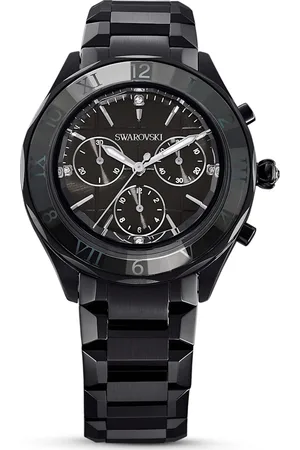 Swarovski Zegarek, 39 mm, Swiss Made, Metalowa bransoleta, , Czarna powłoka