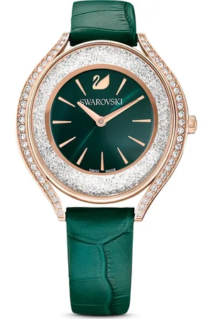 Swarovski Zegarek Crystalline Aura, Swiss Made, Skórzany pasek, , Powłoka w odcieniu różowego złota