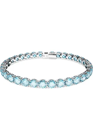 Swarovski Bransoletka Matrix Tennis, Szlif okrągły, Niebieska, Powłoka z rodu