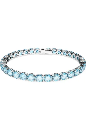 Swarovski Bransoletka Matrix Tennis, Szlif okrągły, Niebieska, Powłoka z rodu