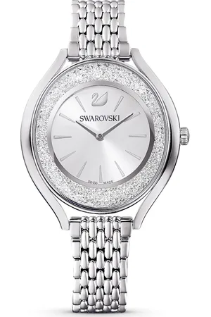 Swarovski Zegarek Crystalline Aura, Swiss Made, Metalowa bransoleta, W odcieniu srebra, Stal szlachetna