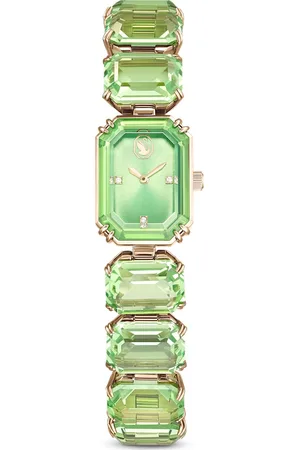 Swarovski Zegarek, Bransoletka z kryształami w szlifie ośmiokątnym, , Powłoka w odcieniu szampańskiego złota