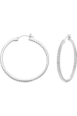 Swarovski Kolczyki kreole Sommerset, Białe, Powłoka z rodu