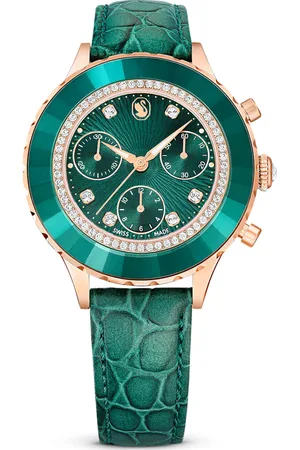 Swarovski Zegarek Octea Chrono, Swiss Made, Skórzany pasek, , Powłoka w odcieniu różowego złota