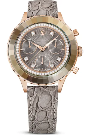 Swarovski Zegarek Octea Chrono, Swiss Made, Skórzany pasek, , Powłoka w odcieniu różowego złota