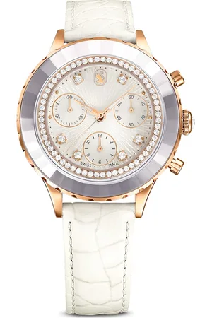 Swarovski Zegarek Octea Chrono, Swiss Made, Skórzany pasek, , Powłoka w odcieniu różowego złota