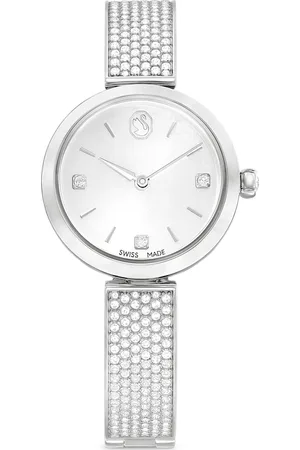 Swarovski Zegarek Illumina, Swiss Made, Metalowa bransoleta, W odcieniu srebra, Stal szlachetna