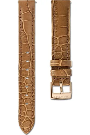 Swarovski Pasek do zegarka, Szerokość 17 mm (0,67 cala), Skórzany z przeszyciami, , Powłoka w odcieniu różowego złota
