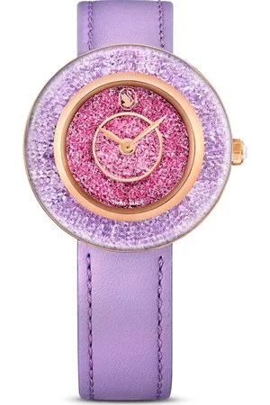 Swarovski Zegarek Crystalline Lustre, Swiss Made, Skórzany pasek, , Powłoka w odcieniu różowego złota