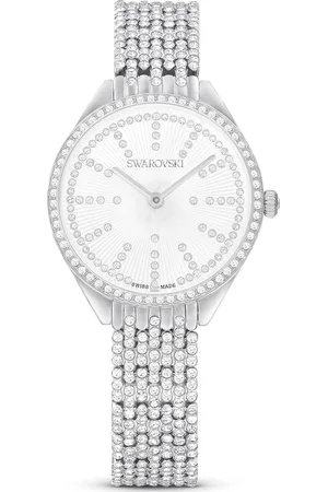 Swarovski Zegarek Attract, Swiss Made, Oprawa brukowa pełna, Bransoleta z kryształami, W odcieniu srebra, Stal szlachetna