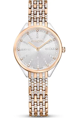 Swarovski Zegarek Attract, Swiss Made, Oprawa brukowa, Bransoleta z kryształami, W odcieniu różowego złota, Wykończenie z różnobarwnych metali