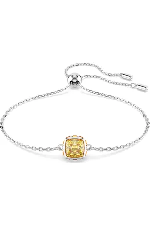 Swarovski Bransoletka Birthstone, Szlif kwadratowy, Listopad, Żółta, Powłoka z rodu