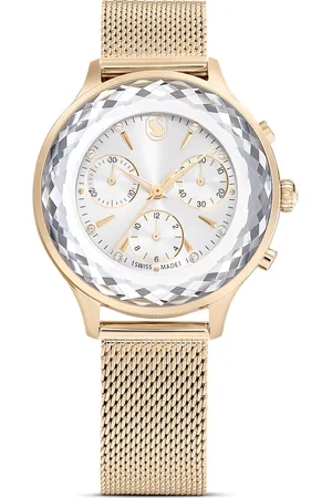 Swarovski Zegarek Nova Chrono, Swiss Made, Metalowa bransoleta, W odcieniu złota, Powłoka w odcieniu szampańskiego złota