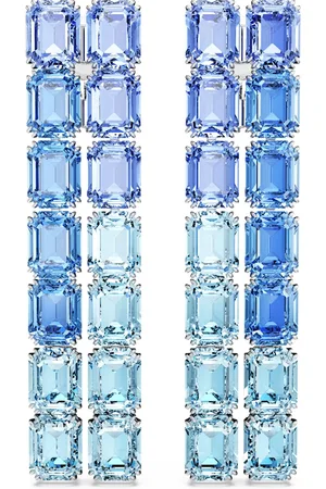 Swarovski Klipsy Millenia, Szlif ośmiokątny, Przejście tonalne, Długie, Niebieskie, Powłoka z rodu